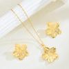 3pcs Stainless Steel French Vintage Flower Jewelry Set for Women Fashion Exaggerated Necklace Earrings Jewelry Set Daily Gifts