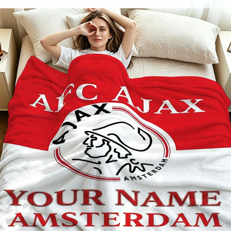 1PC AFC Ajax Custom Name Patterned Flannel Blanket Suitable For All Seasons for Home Decor Warmth and Comfort Gifts Holiday Present