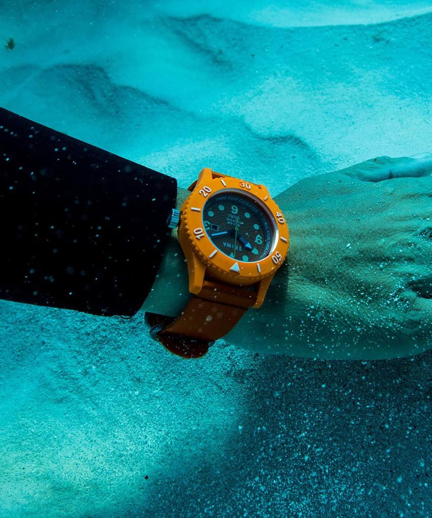 Watch TIME FOR OCEANS SUBMARINER NEMO Orange Official Import Swedish Nordic Design Recycled Nylon Strap TRIWA/Triwa Men's & Women's (Unisex)