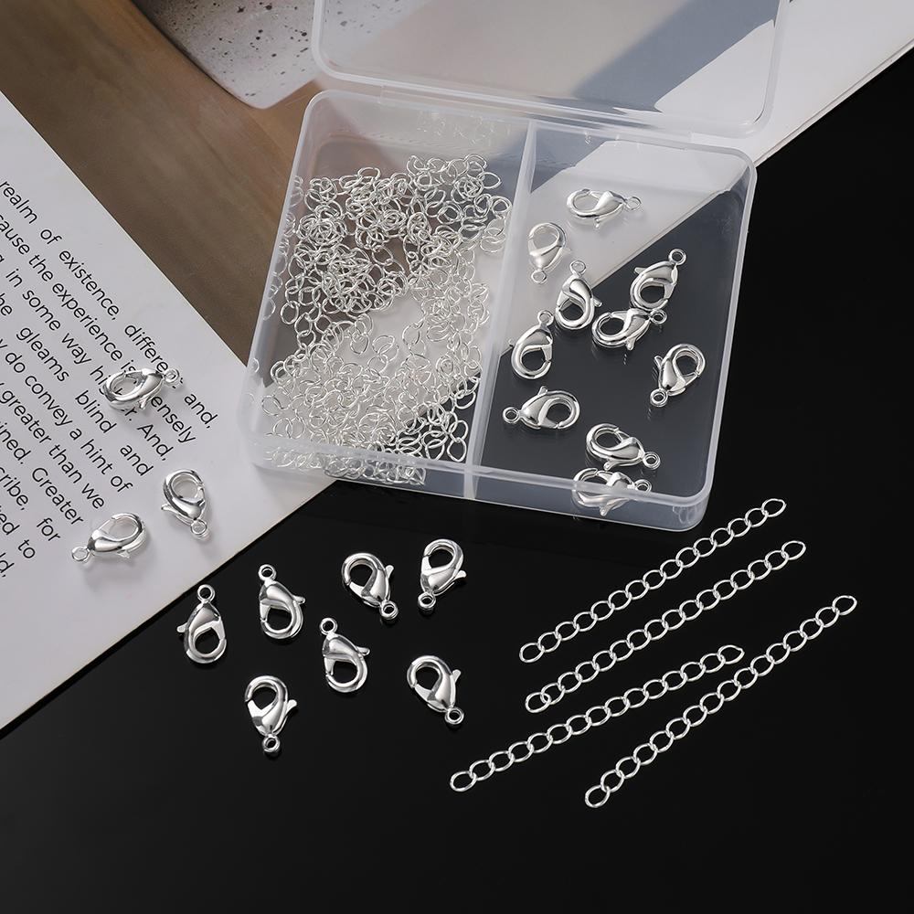 1Box 18K Gold Color Plated Lobster Clasps Extension Chains Sets For Diy Bracelet Necklace  Jewelry Making Accessories