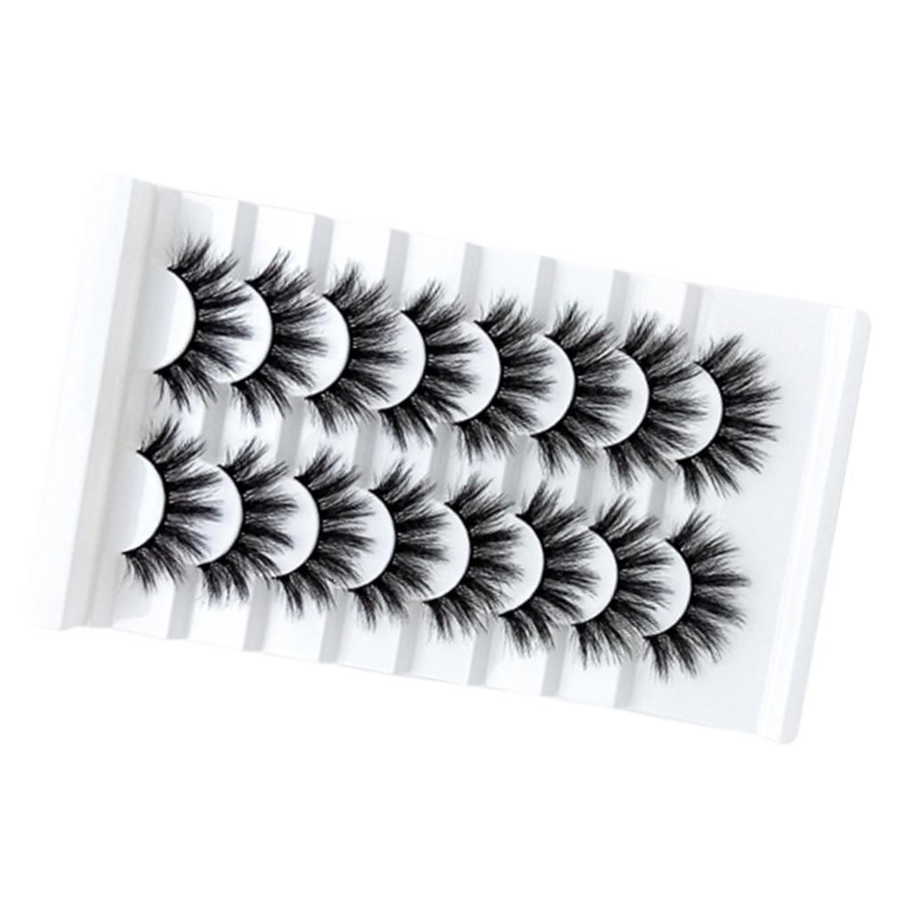 8 Pairs False Eyelashes Enlarge Eyes Soft Dense Long 3D Three Dimensional Curly False Eyelashes