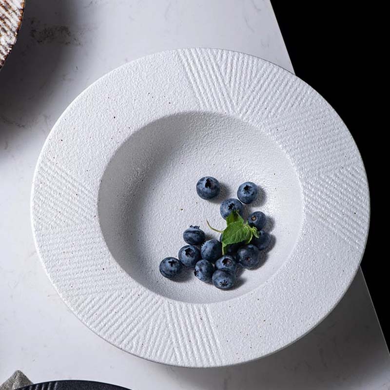 Creative Straw Hat Plate Ceramic Round Deep Plate Soup Plate Japanese Hotel Dinner Plate Dinner Plate Home Pasta Kawaii Bowl