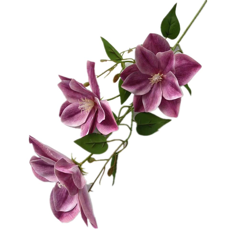 One Artificial Clematis Flower Branch 3 Heads Real Touch Passion Blossom for Wedding Party Floral Decoration