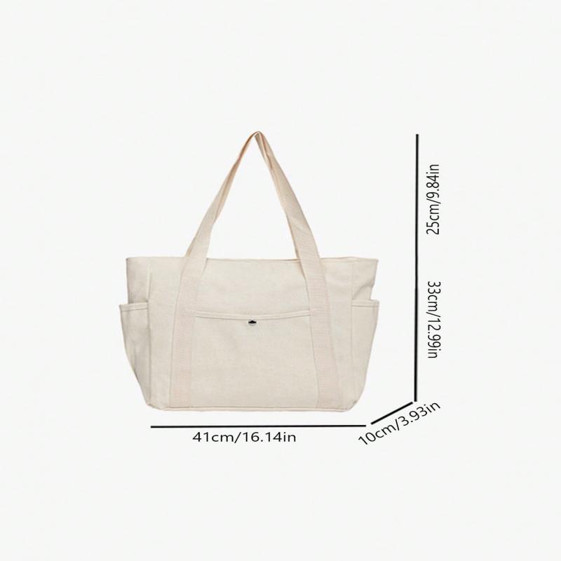 Ladies' Multi Pocket Handbag with Canvas Strap and Handle Bag, Large Capacity Wallet, Reusable Handbag