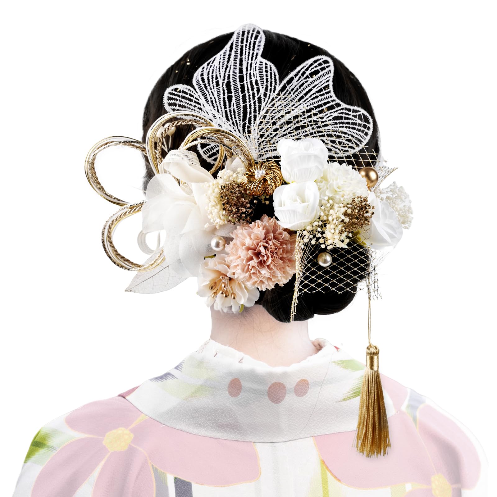 

Biutee Hair Ornament for and Furisode and Features Bud and Gold and Cute Hair Clips for Formal Hairpiece for Coming-of-Age Ceremonies, Graduations,