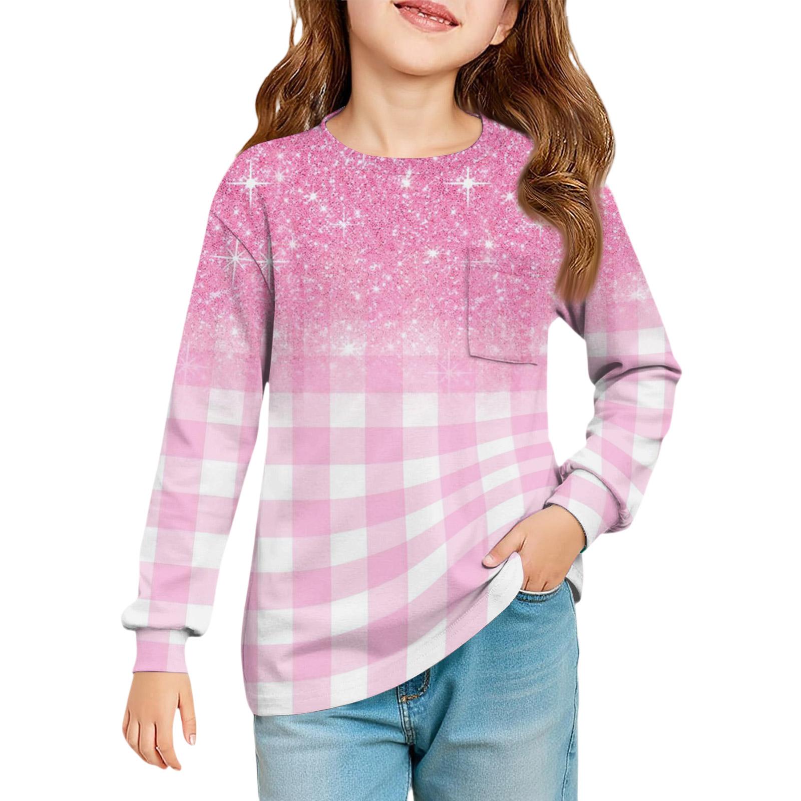 

Блузка для девочек с длинным рукавом - Туника с мягкой талией и круглым вырезом 140 светло-розовый