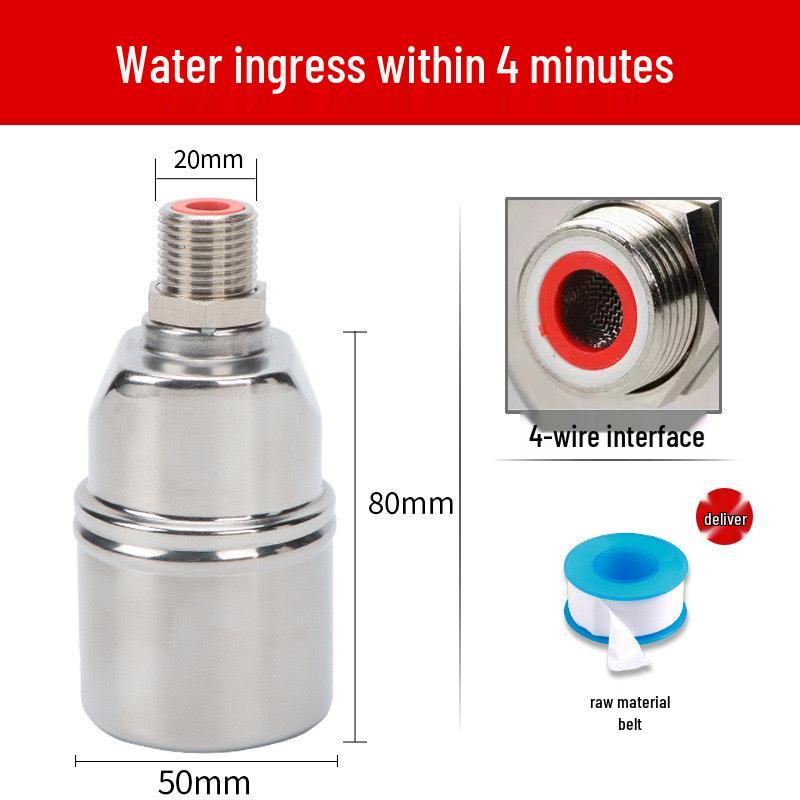 Automatic Stainless Steel Water Level Controller with Float Valve and Switch, NPT Thread