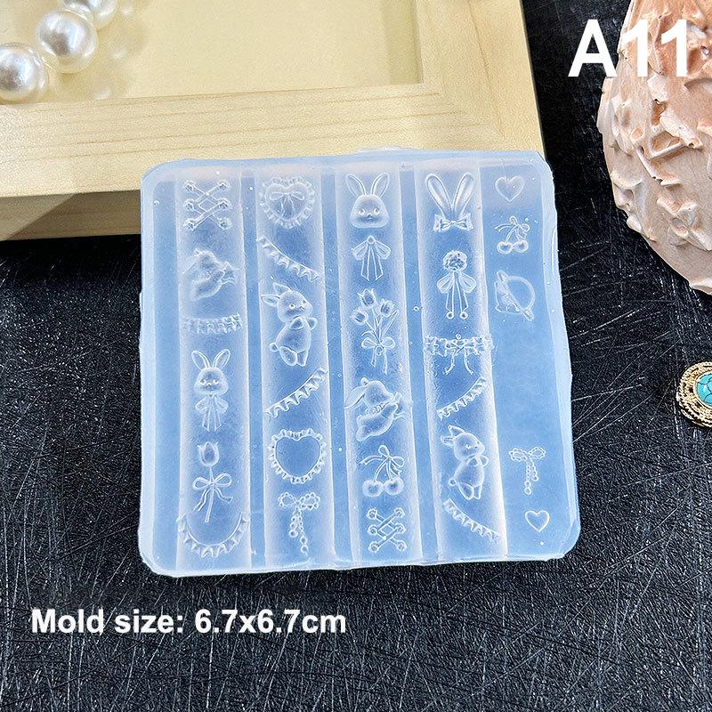 3D Silicone Nail Art Mold Cartoon Cute Dog Bear Cake Bread Relief Carving Diy Design Nail Parts Charm Decorations Manicure Tool