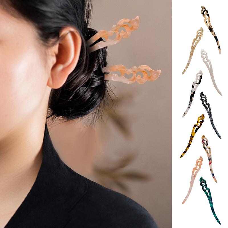 

1pc Hollowed-out Simple Acetate Fashion Hairpin High-quality Fork Stick Pins