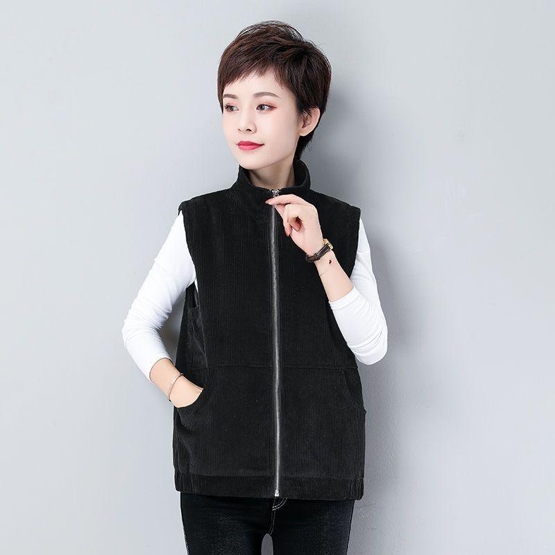 Plus Size Corduroy Vest Jacket for Women, Casual Outerwear