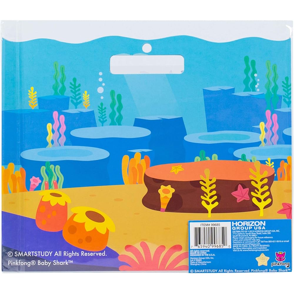 Horizon Group USA Baby Shark Sticker Playset 100+ Reusable Stickers Folding Play Scene Multicolor