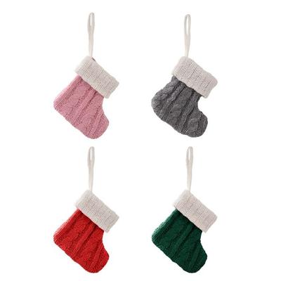 10Pcs Knitted Christmas Stocking Creative Colorful Socks Ornament Stylish Holiday Decoration for Wall or Tree Display