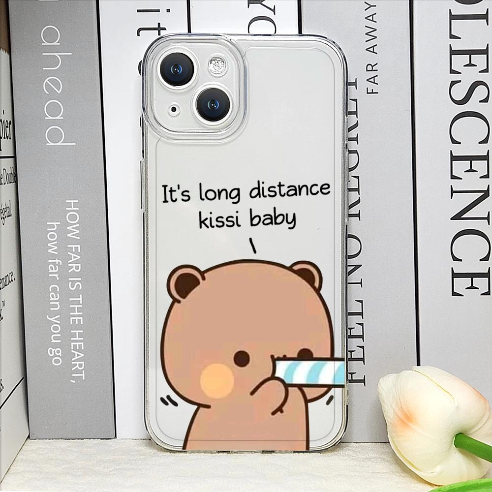Funny Cartoon Bubududu Panda Couple Clear Phone Cases for iPhone 17 16 15 14 13 12 11 Pro Max XR 8 7 Plus 13 12 Mini Soft Cover