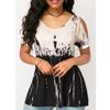 Plus Women Size Tshirt Cold Shoulder Tops Summer Blouse Casual Loose Shirts