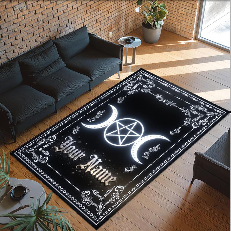 Witchcraft Theme Crystal Velvet Rug Personalized Custom Name Text Soft Floor Mat Home Decor