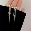 Elegant Two-Way Long Tassel Pearl Earrings for Women - Retro High-End Fashion