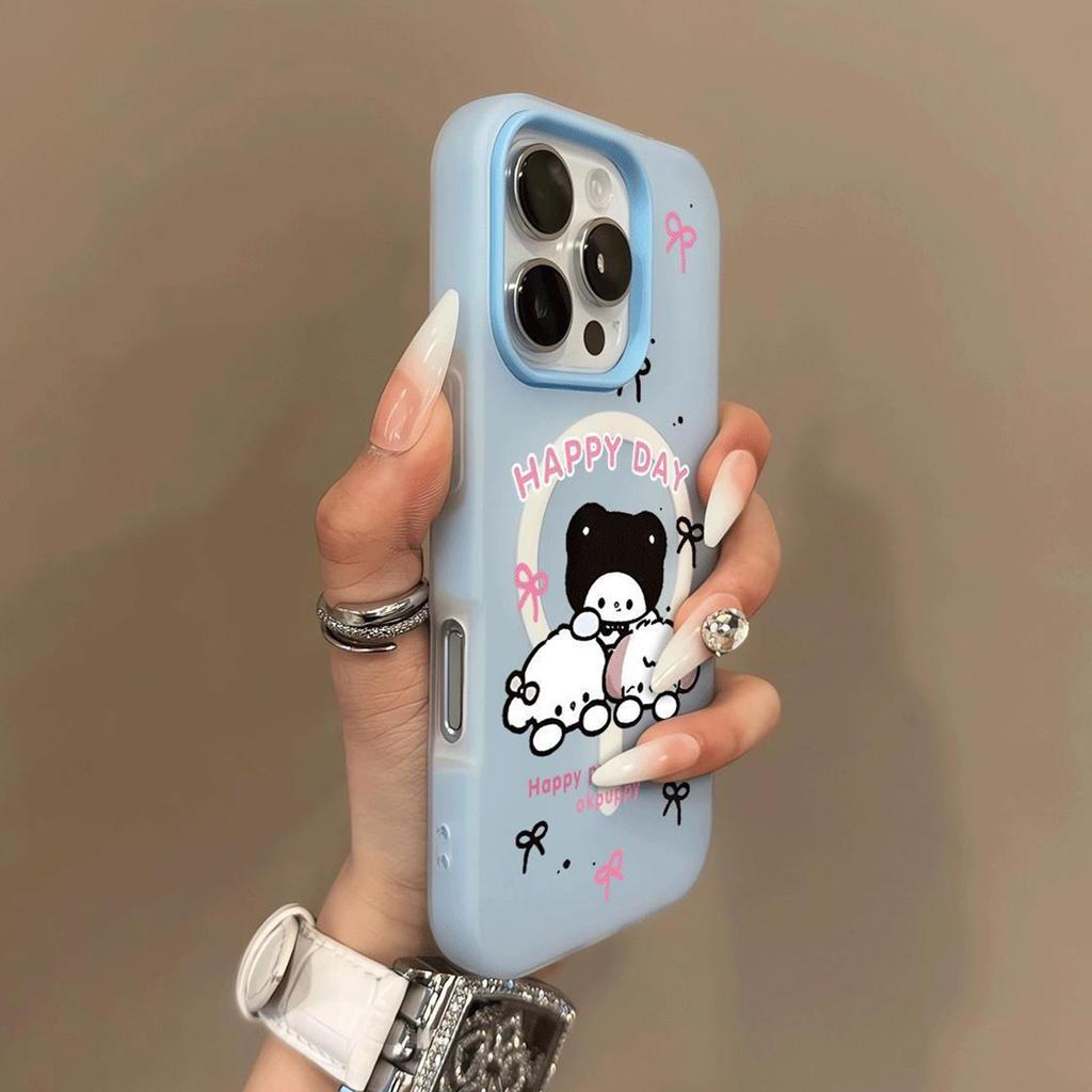 Magnetic Jelly Two-in-one For Apple Mobile Phone Case Premium Caseti Double Layer Mobile Phone Case Ins Little Black Cat Mobile Phone Case