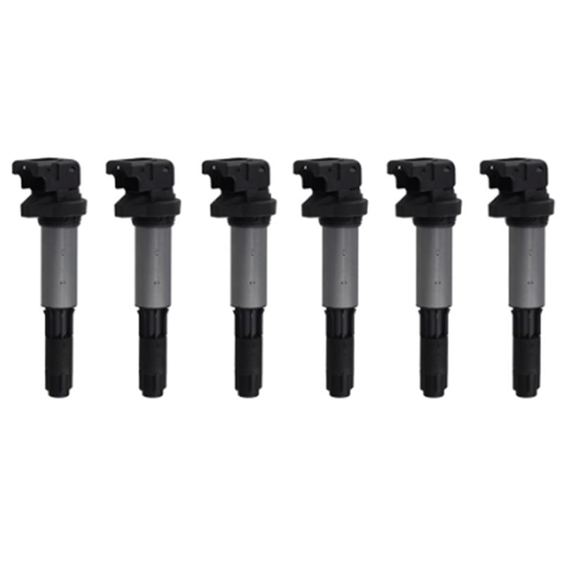 Катушка зажигания M63K-6X для BMW E46 E53 E60 E70 E71 E90 323I 325I 535I X3 12131712219 12137551260 Black  Silver
