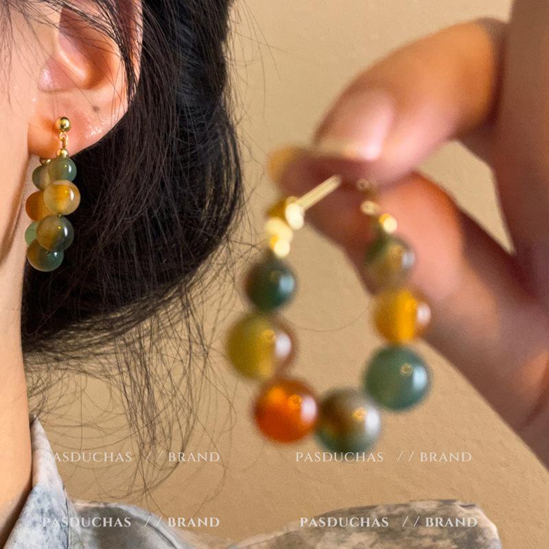 

Уникальный этнический дизайн красочных каменных серег из бисера для женщин