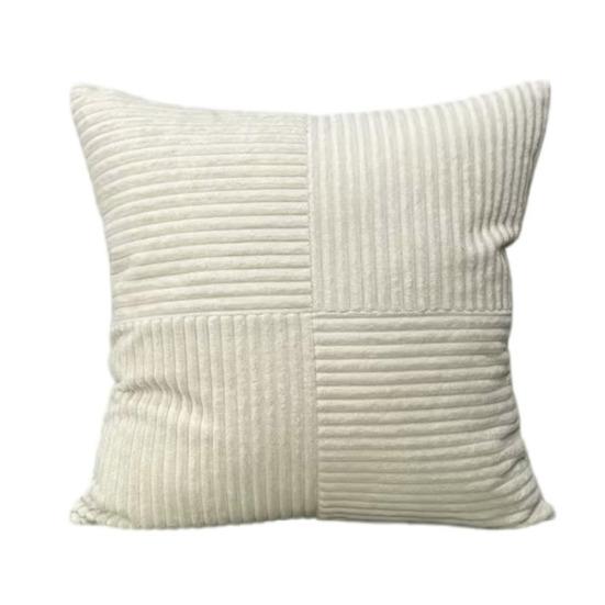 Kissenbezug mit Streifenmuster, Kontrastfarbe, Patchwork, versteckter Reißverschluss, 45 x 45 cm