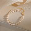 Baroque Natural Freshwater Pearl Bracelet for Women, Simple and Elegant, Vintage Niche Design, Multi-layered Bracelet