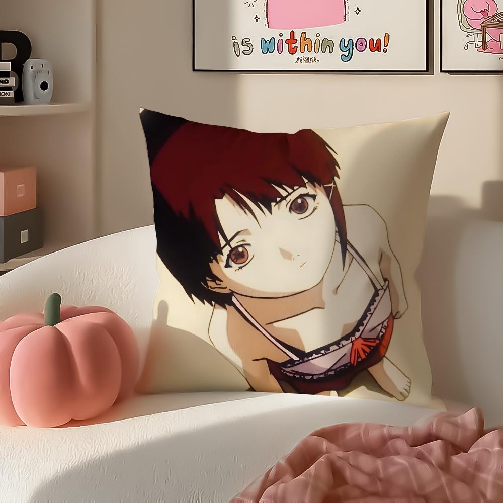 Anime Serial Experiments LLain Anime Movie Cushion Cover Pillowcase Short Plush Invisible zipper Room Sofa Cushion Cover