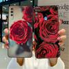 Case For Samsung Galaxy A50 A70 A30 A20s A20e A10 A40 A10s A10e M52 M51 M31 M30s M21 Black Phone Cover Bright Red Rose Flowers