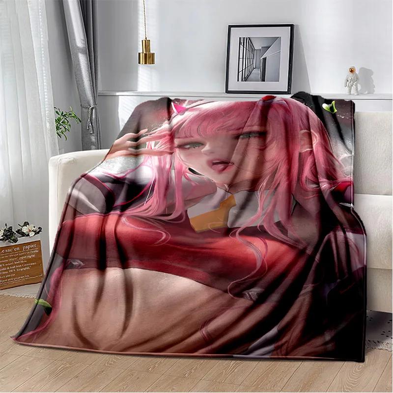 3D Sexy Girl Zero Two DARLING In FRANXX Soft Plush Blanket,Flannel Blanket Throw Blanket for Living Room Bedroom Bed Sofa Picnic