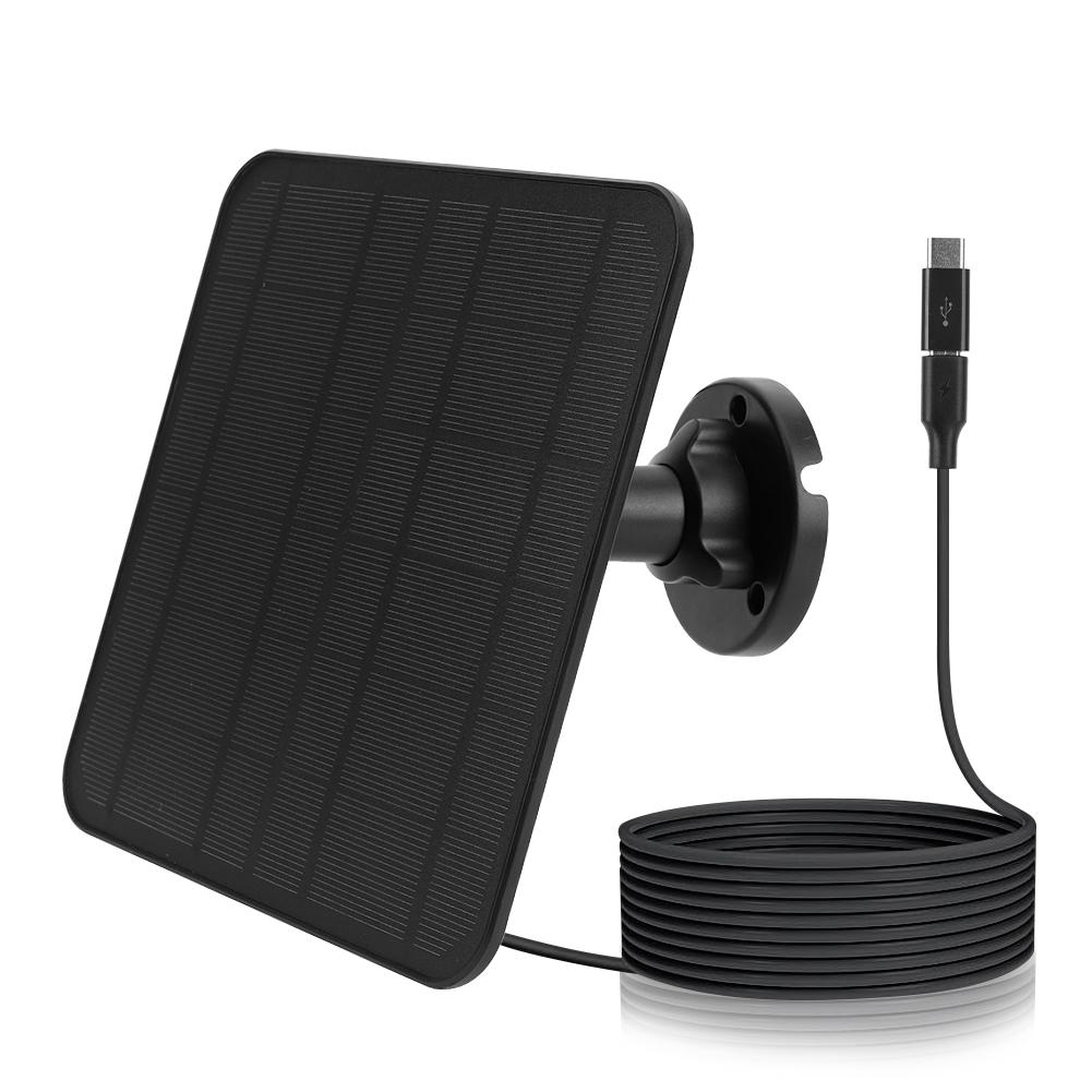5V 6W Solar Panel IP65 Waterproof Solar Cell Panel Micro USB & USB-C Port 360°Adjustable Mounting for Eufycam 3/3C/2/2C/2 Pro