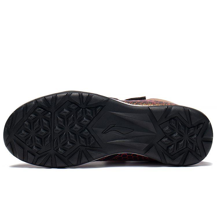 Li Ning Kids Strike Synthetic Leather Color Block Soccer Shoes Kids Soccer Shoes Black Red YKGT010-31