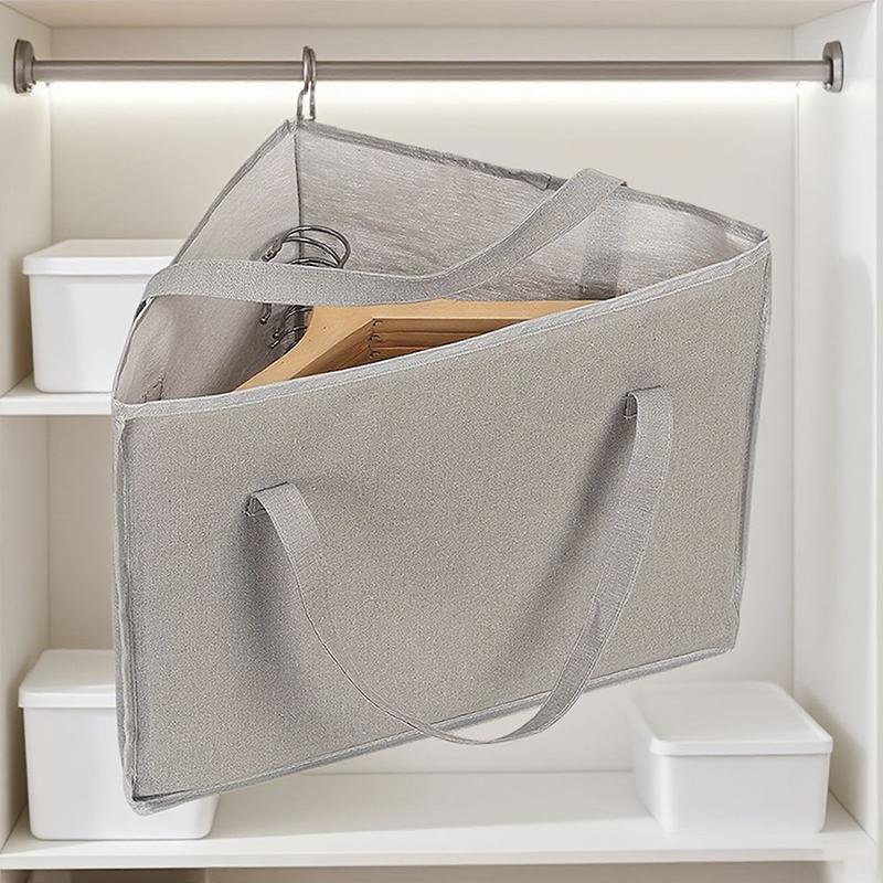 Triangular Hanger Storage Bag, Fabric Clothes Storage Basket With Handle And Base, Can Save Hanger Storage Space