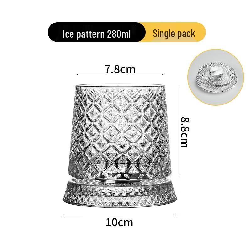 JINGRX Creative Crystal Rotating Whiskey Glass