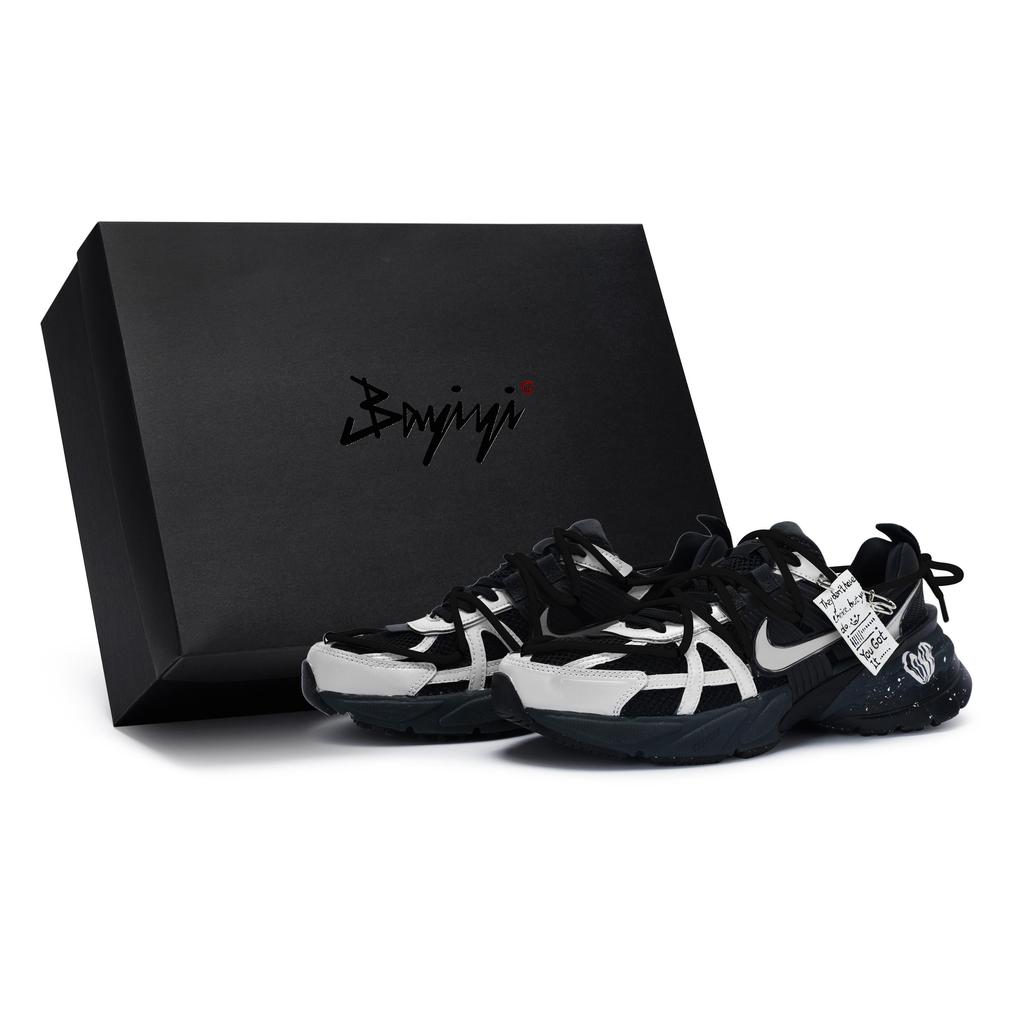 Nike V2K Run Cushioning Abrasion Resistant Cushioning, Wear Resistant Low top Running Shoes Unisex Black Silver FD0736-001(Team80-S-BOX)