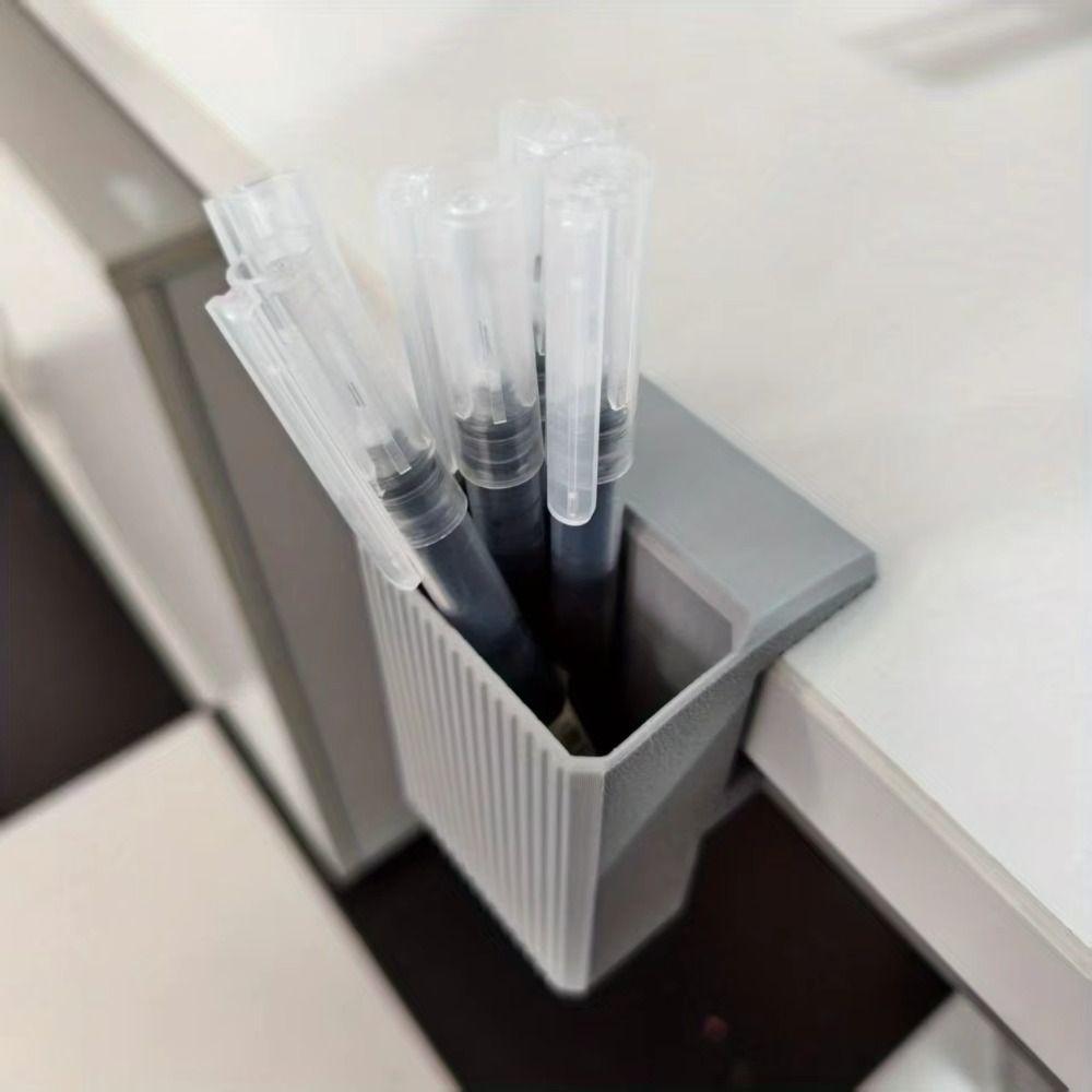 Easy Installation Desk Edge Pen Holder 10-35mm Wide Clamping Pen Cup with Clip Home Organization
