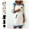Women's Casual Patchwork Button Long Sleeved Hoodie Dress