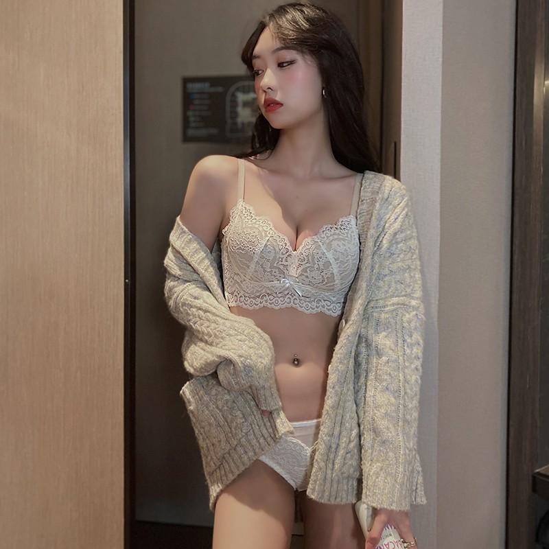 Natal Year Red Underwear Set Women's Small Breasts Gathered Up Support No Steel Rim Bra Closed Breast Adjustment Bra