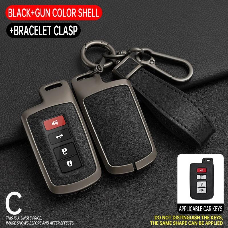 2 3 4 Buttons Zinc Alloy Leather Car Key Case Cover for Toyota RAV4 Highlander Avalon Sequoia Tundra Tacoma 4Runner Cruise Prius