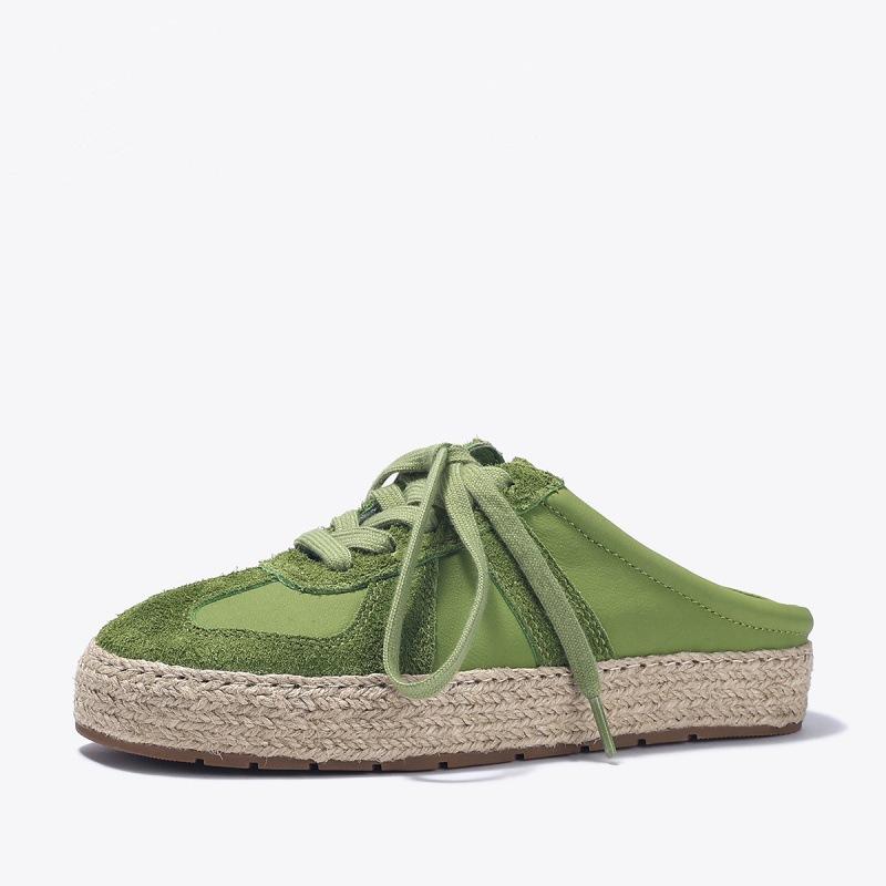 

European Station 2025 Summer New Age Reduction Half Slippers Women s Comfortable German Training Shoes Lazy Straw One Pedal Fisherman Shoes 40 зелёный