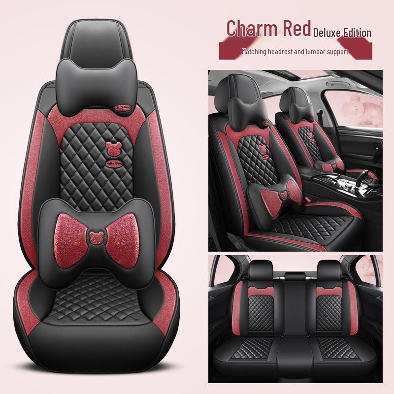 Universal Full Leather Car Seat Cover – All-Season, Cute Design, Full Surround Fit