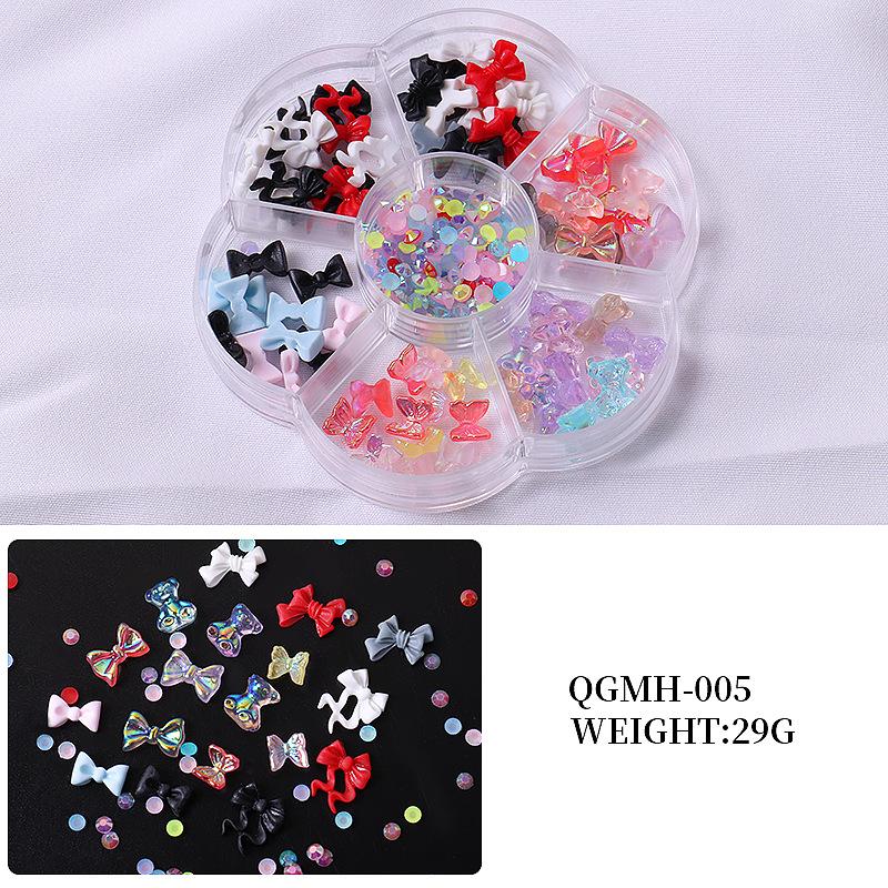 Nail Art Jewelry 7 Grid Plum Blossom Aurora Shell Nail Art Steel Ball Mixed Fingertip Diy Nail Art Decoration