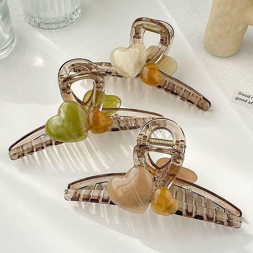 High Elastic Hair Clip Hair Accessories Shark Clip Gentle Love Heart Hairpin  Women