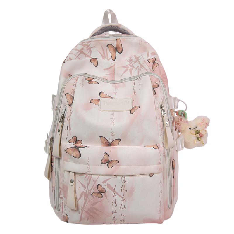 Dámský stylový lehký batoh: Školní a cestovní taška s velkou kapacitou a starobylým designem národního přílivu