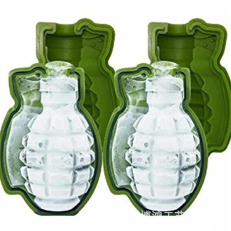 1/2 Sets Grenade Shape Ice Cube Tray, Food Grade Silicone Mold for Large Slow-Melt Ice, Dishwasher Safe Easy Release