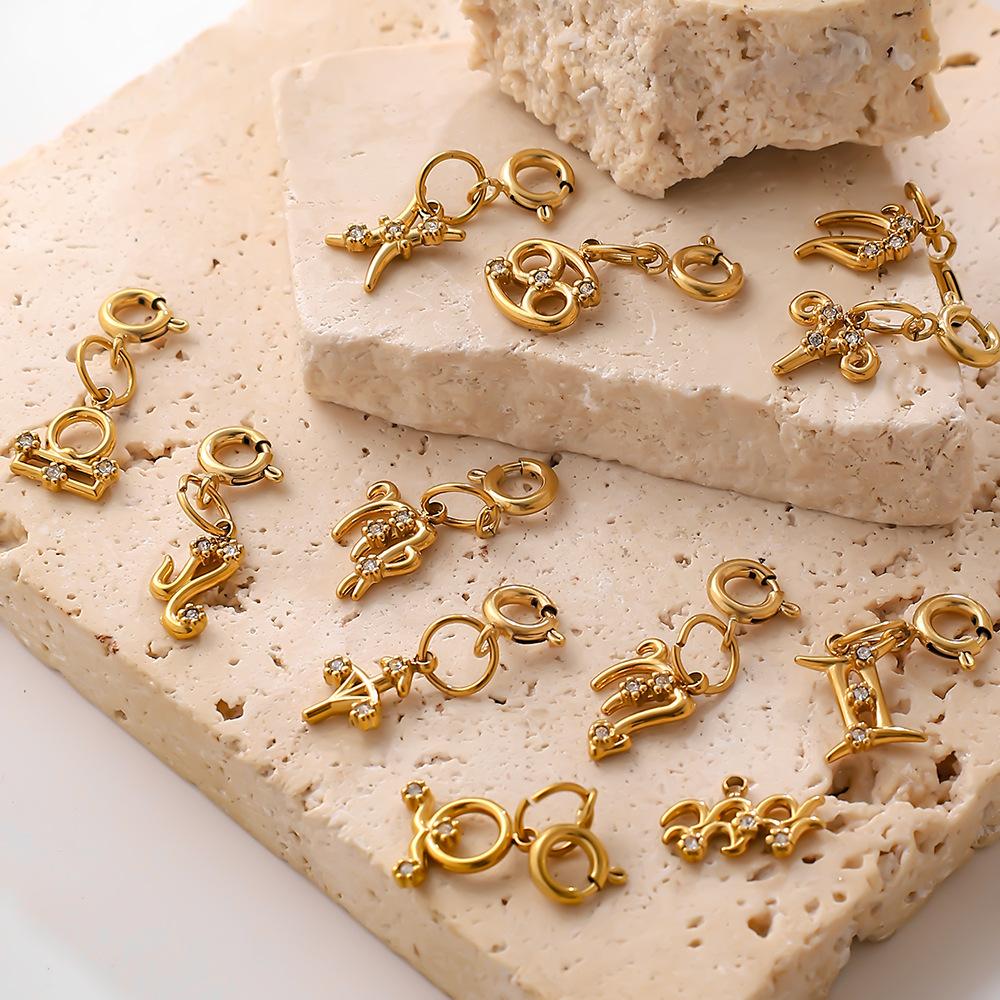 Light luxury, wind-set diamonds twelve constellations jewelry buckle pendant DIY bracelet necklace shoe accessories