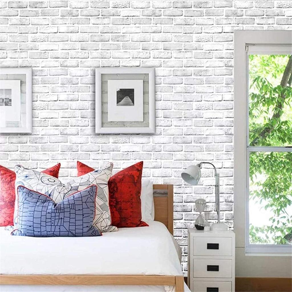 White Gray Brick Wallpaper Grey Self-Adhesive Paper Home Decoration Peel and Stick Backsplash Wall Panel Door Decor papel tapiz