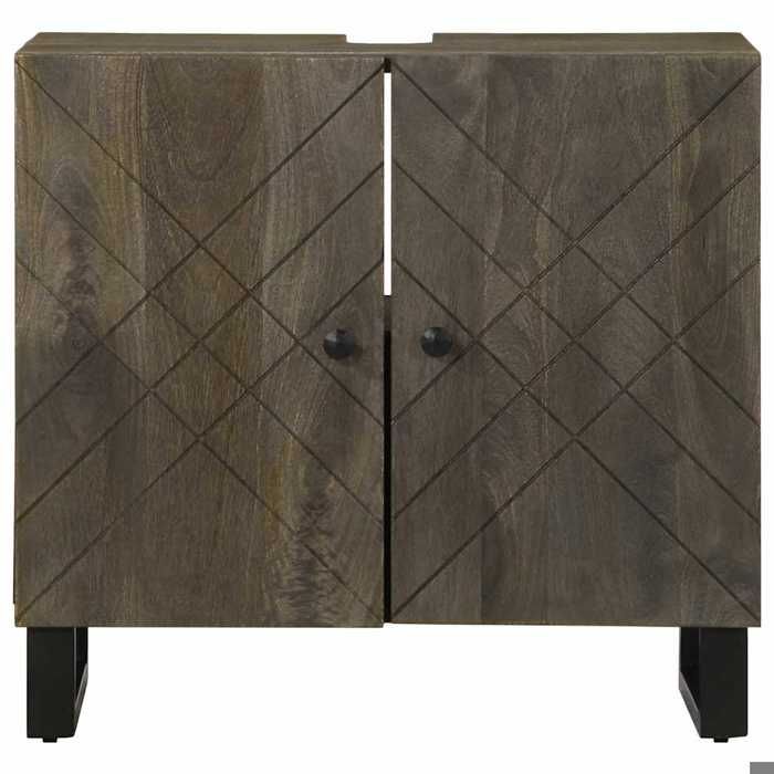 VidaXL Armoire de lavabo noir 62x33x58 cm bois massif de manguier, armoire de lavabo de salle de bains, meuble de salle de 4017703