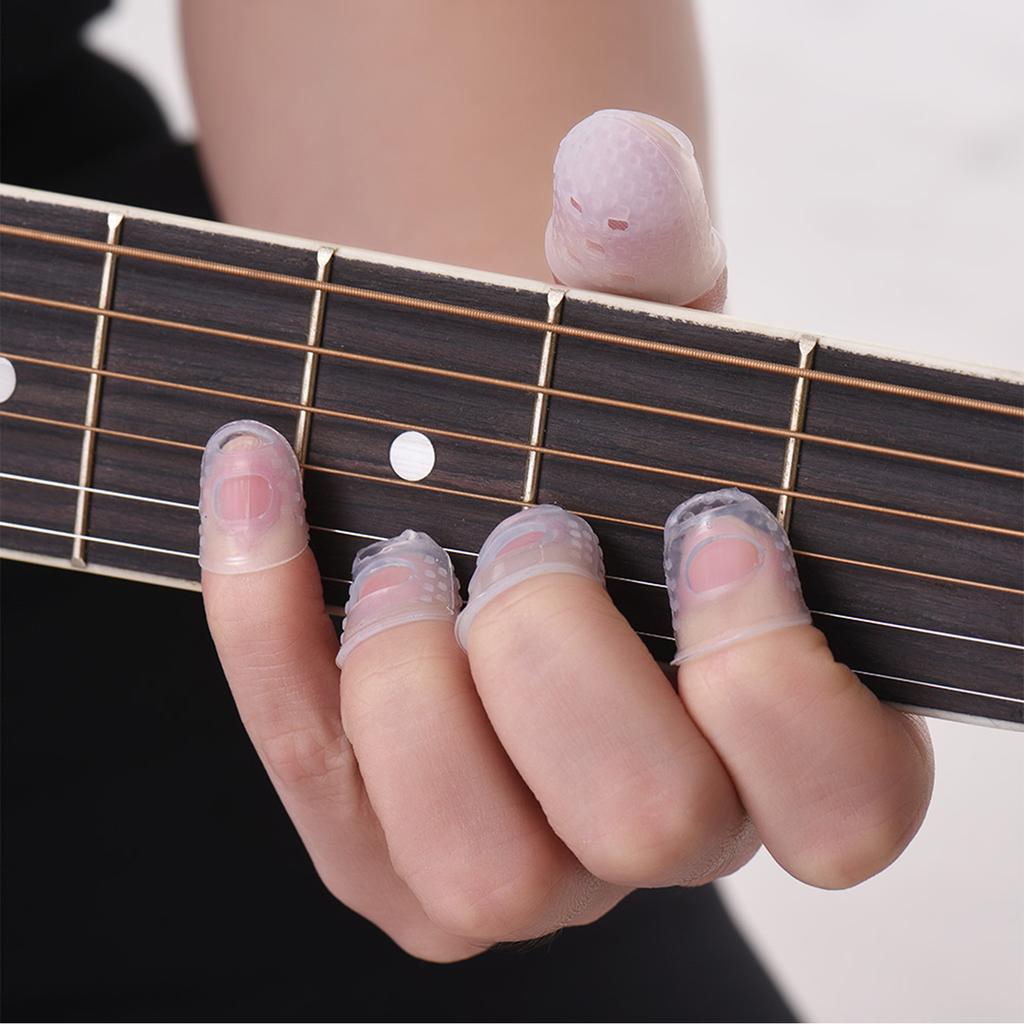 Guitar Accessories Kit Includes 15pcs Silicone Guitar Finger Protectors + 10pcs Guitar Picks for Acoustic Guitar