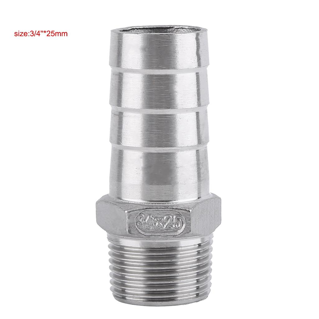 Złącze rurowe ze stali nierdzewnej z gwintem męskim, z końcówką do węża (34"x25mm)
