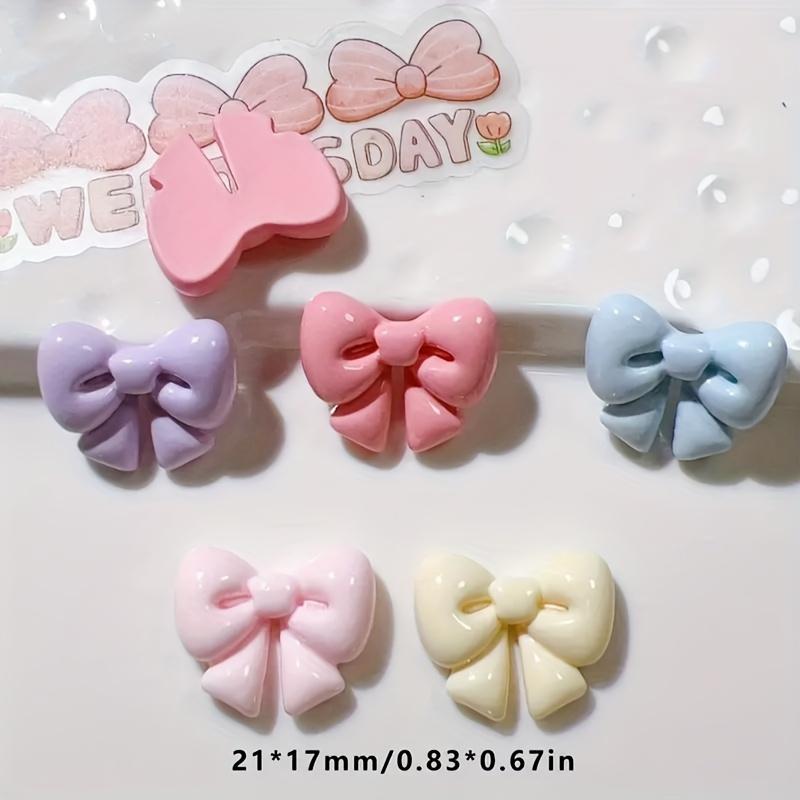 50pcs Slime Charms Flatback Resin Charms Cute Bow Embellishments For Hair Clips, Photo Frames, Phone Cases, Jewelry Boxes, S