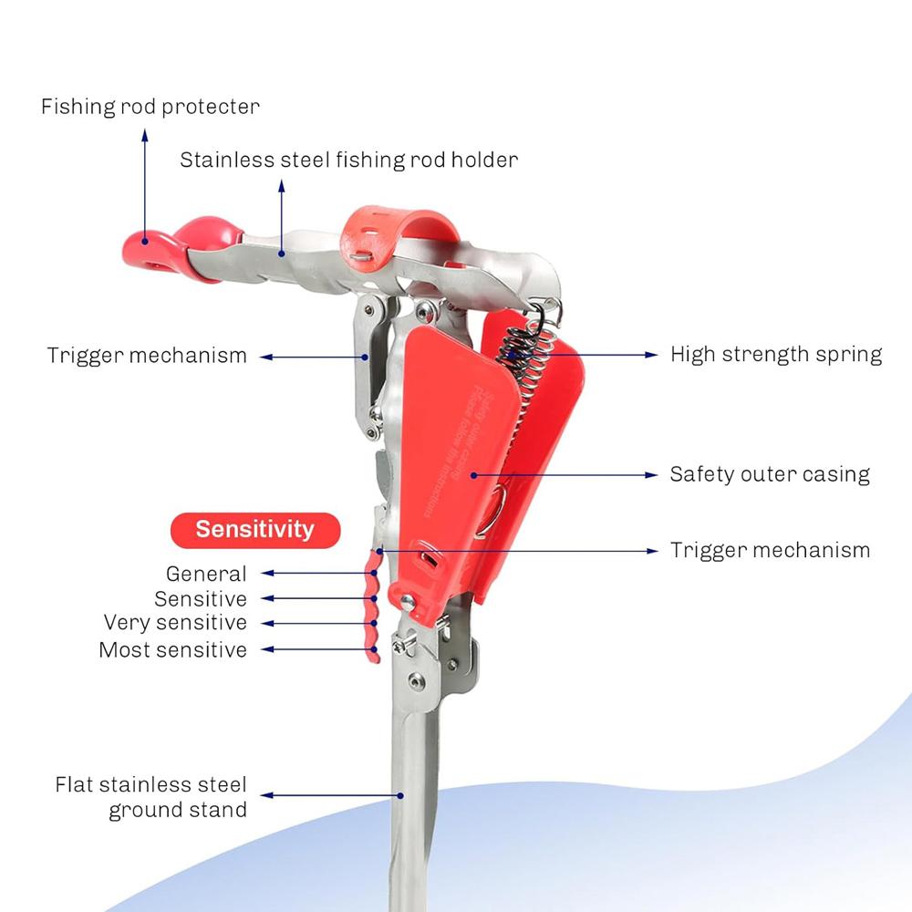 Portacanna da pesca automatico interamente in acciaio inossidabile Sensibilità regolabile Pieghevole Accessori da pesca Staffa Strumento da pesca a molla